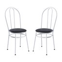 Ver imagem 1 de Kit 2 Cadeiras de Jantar Aço com Assento Estofado Multimóveis CR50270 Branco/Preto