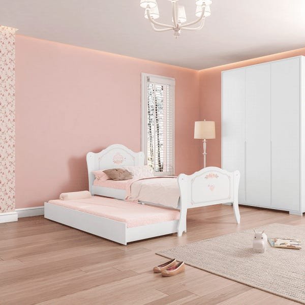 Cama Barbie Plus Com Dossel De Teto - Pura Magia - Rosa