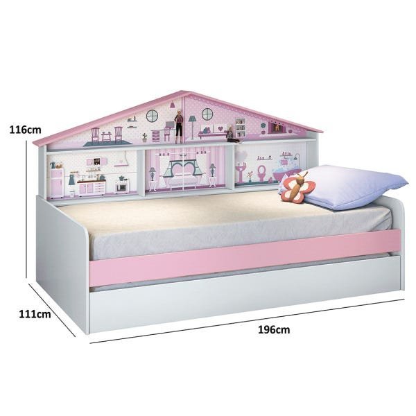 Cama Infantil Casa de Boneca com Cama Auxiliar e Luz/LED Pura Magia - 6