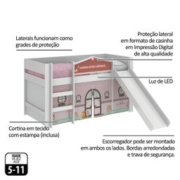 Cama Infantil com Escorregador e Luz/LED Doce Casinha Play Pura Magia - 6