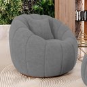 Ver imagem 1 de Poltrona Decorativa Estilo Concha Abóbora Shell Giratória Bouclê Cinza Escuro - Desk Design
