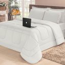 Ver imagem 1 de Jogo de Cama Casal 6 Peças com Edredom e Lençol Casa Dona Branco