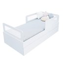 Ver imagem 4 de Bicama Solteiro Mdf Branco com 02 Grades e Cabeceira Telinha Anatômica Mobilistore