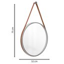 Ver imagem 1 de Espelho Decorativo Adnet Cinza Alça Corino Caramelo 50cm Redondo