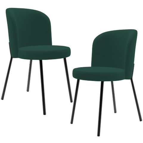 Kit 2 Cadeiras Sala de Jantar Estofada Gavi L02 Suede Verde Musgo - Lyam Decor