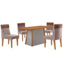 Ver imagem 2 de Mesa de Jantar Diane 120cm Tampo MDF Lam 4 Cadeiras Andes Moderna Linho Capuccino Tork Naturale Off