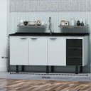 Ver imagem 5 de Gabinete Cozinha 174cm Armário 100% MDF 3 Portas 3 Gavetas: Branco/Preto