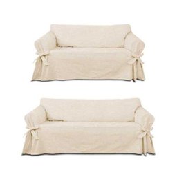 Kit Capa Para Sofá De 3 E 4 Lugares Impermeável Acquablock Cor:Crua - 1