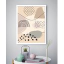 Ver imagem 2 de Quadro Decorativo Abstrato Formas Bege Preto - 70x50cm:moldura Preta