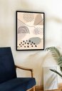 Ver imagem 1 de Quadro Decorativo Abstrato Formas Bege Preto - 70x50cm:moldura Preta