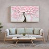Quadro Decorativo Tela Canvas Flores e Folhas Pink Flower Tree - 90x60 Cm - 1