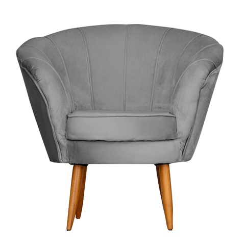 Poltrona Cadeira Decorativa Pétala - Linho Cinza Jota Serrano
