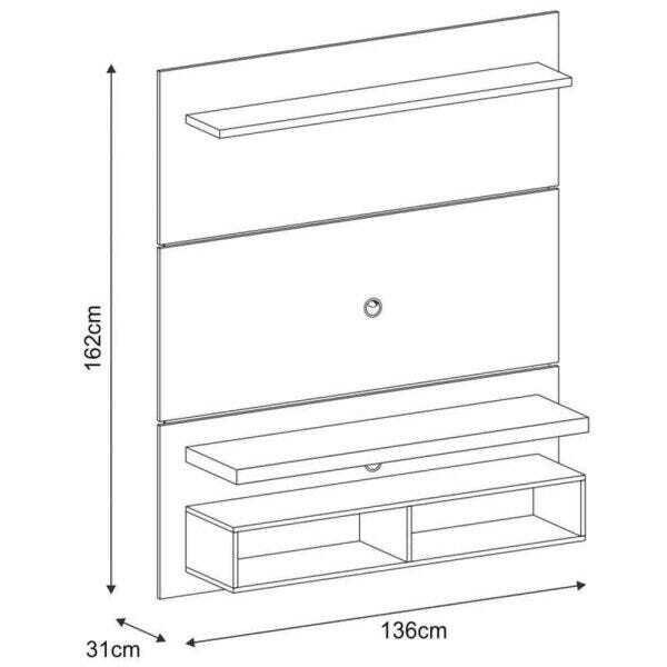 Painel para TV Life 1.3 Suspenso Hb Móveis - 3