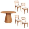 Conjunto Sala de Jantar Mesa Lisboa Hexagonal Freijó com 4 Cadeiras Palha Sintética 100% Mdf Freijó/ - 2