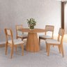 Conjunto Sala de Jantar Mesa Lisboa Hexagonal Freijó com 4 Cadeiras Palha Sintética 100% Mdf Freijó/ - 1