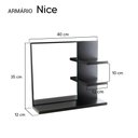 Ver imagem 3 de Espelho para Banheiro com Armário Preto Nice 40cm