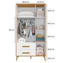 Ver imagem 3 de Guarda Roupa Infantil Suna 3 Portas 2 Gavetas Carvalho Americano Branco Tx - Incorplac