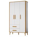 Ver imagem 1 de Guarda Roupa Infantil Suna 3 Portas 2 Gavetas Carvalho Americano Branco Tx - Incorplac