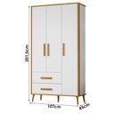 Ver imagem 4 de Guarda Roupa Infantil Suna 3 Portas 2 Gavetas Carvalho Americano Branco Tx - Incorplac