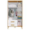 Ver imagem 2 de Guarda Roupa Infantil Suna 3 Portas 2 Gavetas Carvalho Americano Branco Tx - Incorplac