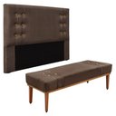 Ver imagem 1 de Kit Cabeceira e Calçadeira Recamier King 1,95m Gênova Veludo - Pallazio Marrom