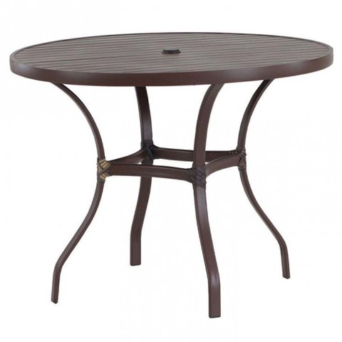 Mesa Roma com Tampo Ripado 80cm Alumínio - Varanda Cozinha Marrom