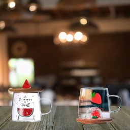 Kit 2 Caneca Xicara 3d Vidro Borossilicato Morango Melancia - 4