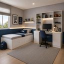 Ver imagem 3 de Quarto Juvenil com Cama Solteiro, Escrivaninha e Estante Multifuncional Smart Multimóveis MCR45370