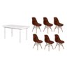 Kit Mesa Jantar França 160x80 Branca com 6 Cadeiras Marrom - 1