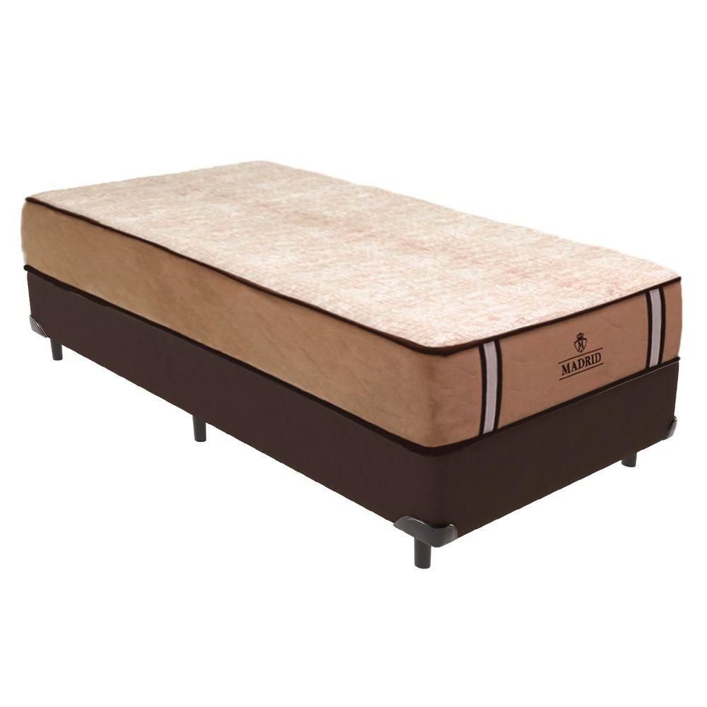 Cama Box com Colchão Solteiro Madrid Molas Ensacadas Marrom Vtech ...