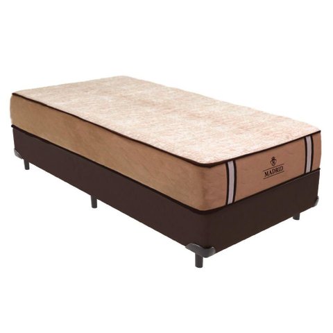 Cama Box com Colchão Solteiro Madrid Molas Ensacadas Marrom Vtech