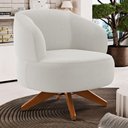 Ver imagem 1 de Poltrona Decorativa Orgânica Living Have Base Madeira Giratória Bouclê Off White - Desk Design