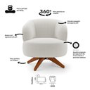 Ver imagem 4 de Poltrona Decorativa Orgânica Living Have Base Madeira Giratória Bouclê Off White - Desk Design