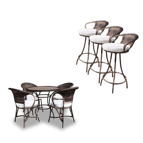 Conjunto Arcobalena Duna Cru + 3 Banquetas Duna Cru Giratórias para Área Jardim