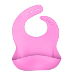 Babeiro Babador Infantil Com Pega Migalhas Silicone Macio e Confortável - Wp Connect Rosa