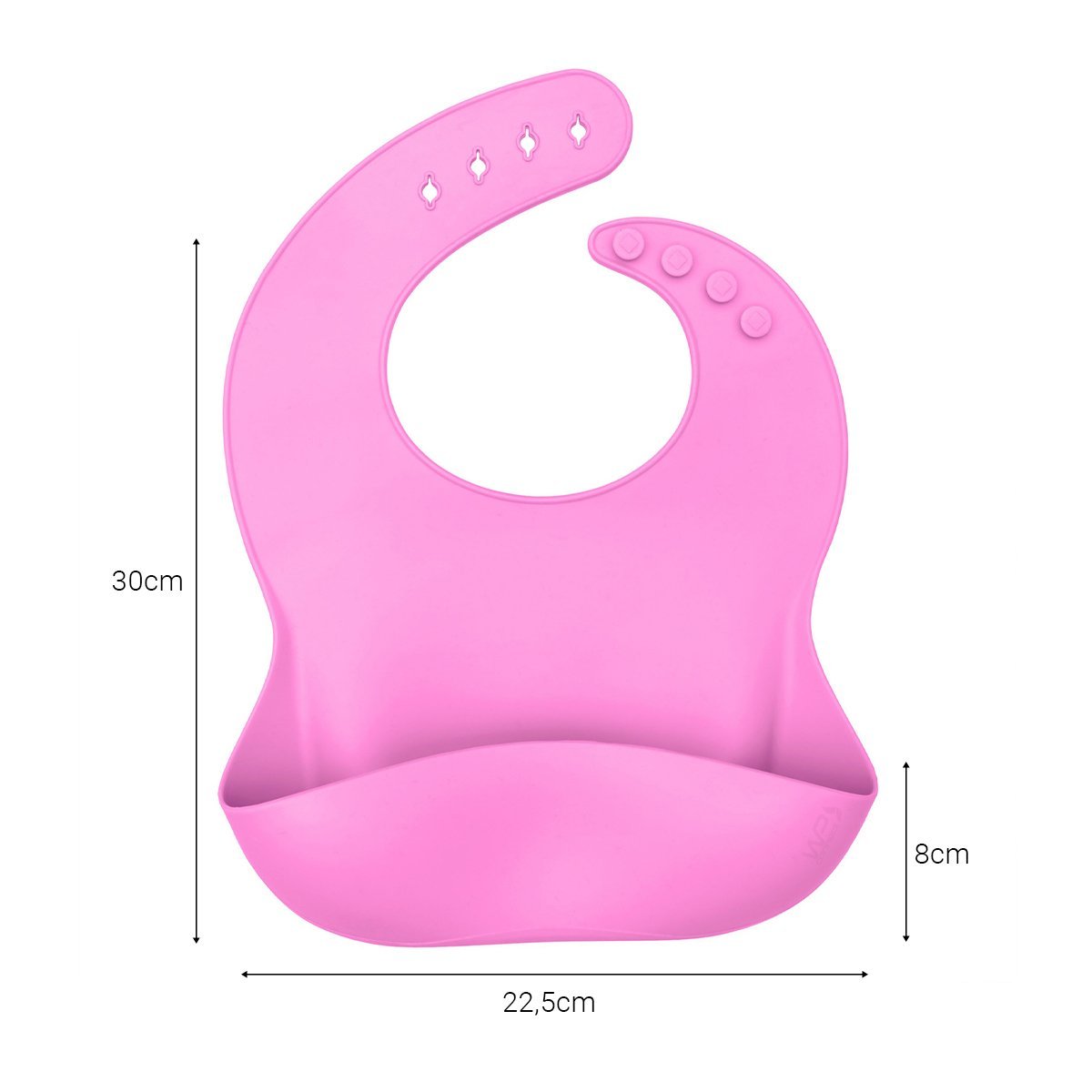 Babeiro Babador Infantil Com Pega Migalhas Silicone Macio e Confortável - Wp Connect Rosa - 4