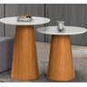 Conjunto Mesa de Canto Base Cone Laminado e Tampo Redondo Off White 60 e 70 Cm - 1