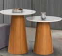 Ver imagem 1 de Conjunto Mesa de Canto Base Cone Laminado e Tampo Redondo Off White 60 e 70 Cm