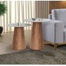 Conjunto Mesa de Canto Base Cone Laminado e Tampo Redondo Off White 60 e 70 Cm - 3