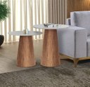 Ver imagem 3 de Conjunto Mesa de Canto Base Cone Laminado e Tampo Redondo Off White 60 e 70 Cm