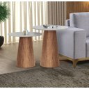 Ver imagem 3 de Conjunto Mesa de Canto Base Cone Laminado e Tampo Redondo Off White 60 e 70 Cm