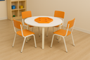 Ver imagem 1 de Jogo de Mesa Infantil Redonda com Organizador e com 4 Cadeiras Laranja Resistentes Escola Creche