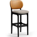 Ver imagem 3 de Kit 5 Banquetas Alta Bar Cozinha Jantar Betta L02 Preto Couríssimo Whisky Linho Bege - Lyam Decor