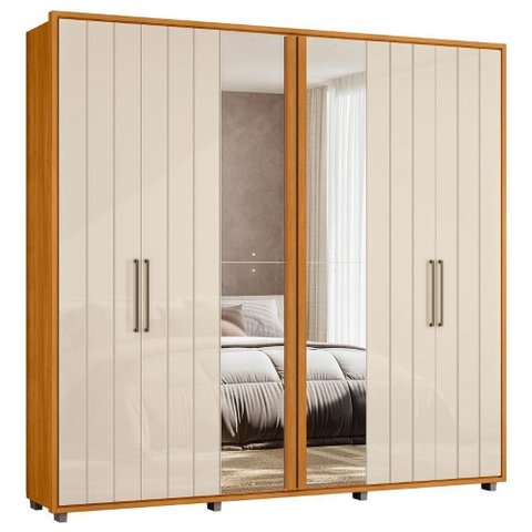 Guarda Roupa Casal 250cm com Espelho Vibe Off/cinamomo Z10 - Mpozenato
