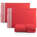 Ver imagem 1 de Jogo de Lençol Queen 3 Peças Basic Percal 180 Fios Lese Bordado Inglês - Vermelho