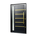 Ver imagem 1 de Porta Pivotante Alumínio Lamb.Miraggio c/Pux.D.Elite Preto Gold 216x120 Brimak