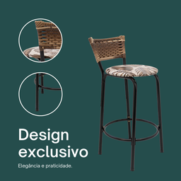 Kit 2 Bancos para Bancada Cozinha Gourmet Junco Cappuccino Balcão Ilha Banqueta 60cm Itagold - 4