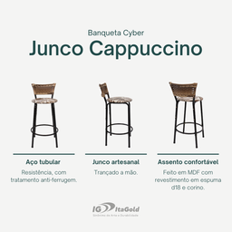 Kit 2 Bancos para Bancada Cozinha Gourmet Junco Cappuccino Balcão Ilha Banqueta 60cm Itagold - 3