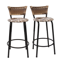 Kit 2 Bancos para Bancada Cozinha Gourmet Junco Cappuccino Balcão Ilha Banqueta 60cm Itagold - 1