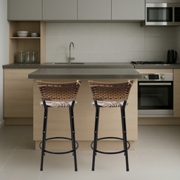Kit 2 Bancos para Bancada Cozinha Gourmet Junco Cappuccino Balcão Ilha Banqueta 60cm Itagold - 6